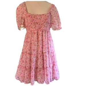 NWT Dillard’s Allison & Kelly Floral Pink Babydoll Mini Dress Size S